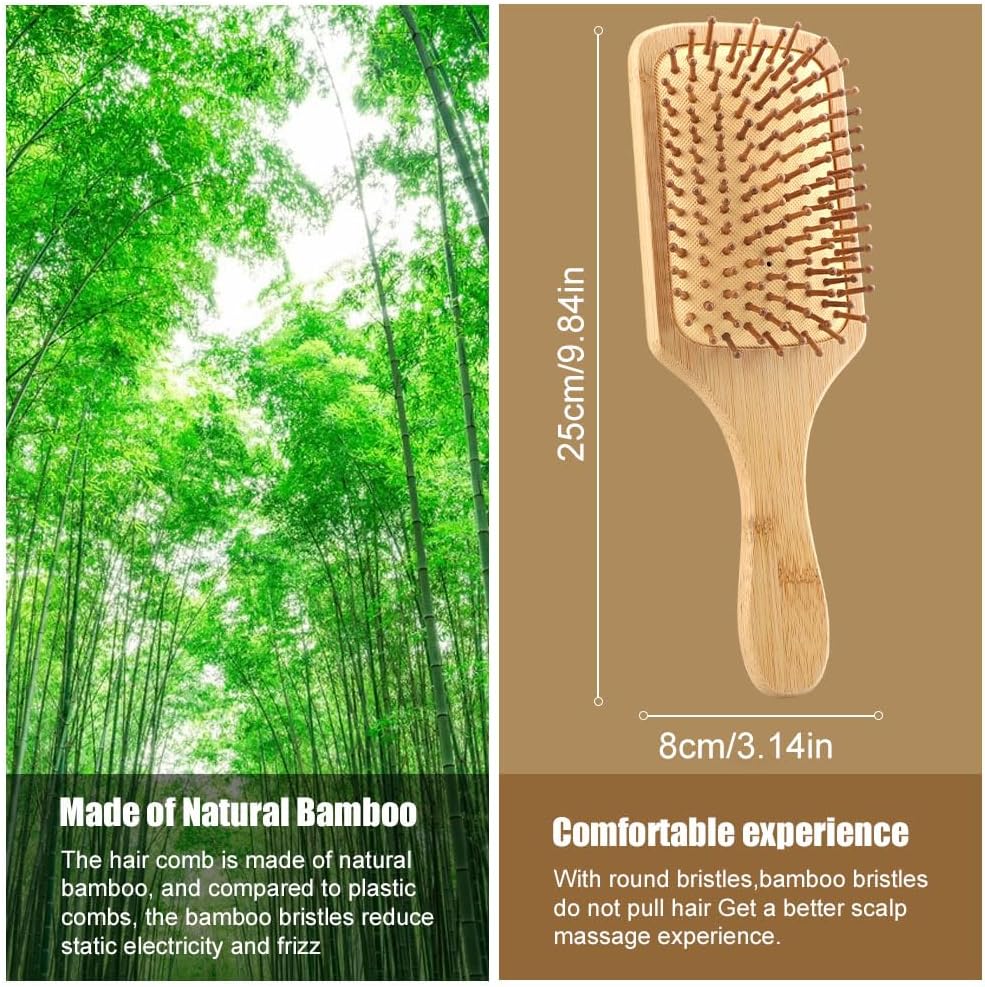 Brosse en bambou pour cheveux : un soin antistatique et anti-frisottis pour toute la famille – Image 2