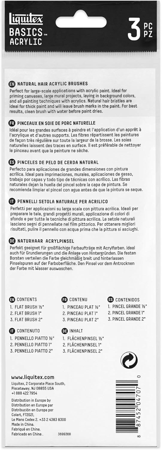 Pinceaux Liquitex pour peintures acryliques : set de 3 en soie de porc naturelle pour artistes exigeants – Image 3