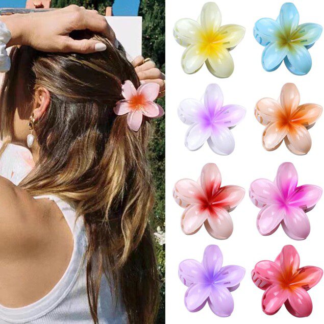 Pince à cheveux fleur multicolore : un lot de 8 accessoires élégants pour femmes