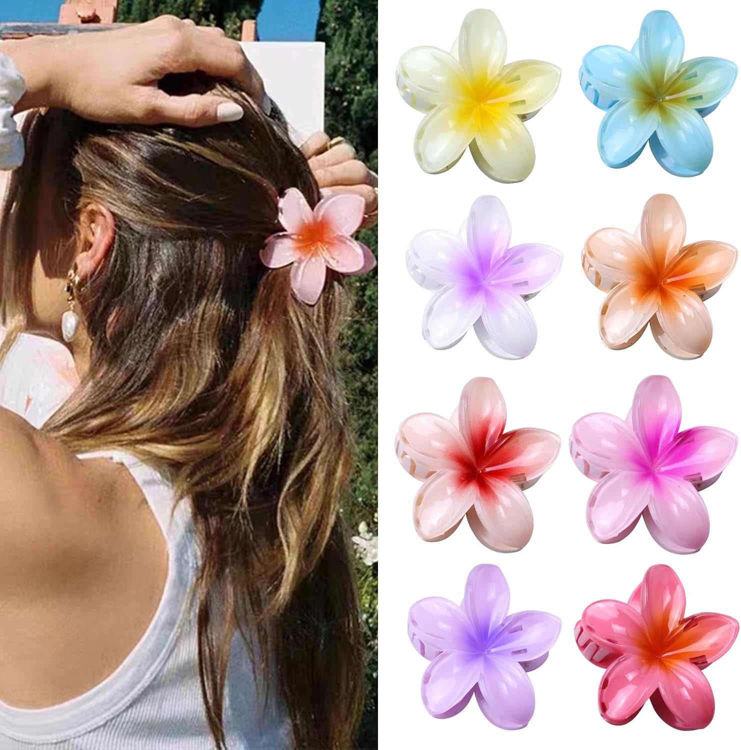 Pince à cheveux fleur multicolore : un lot de 8 accessoires élégants pour femmes