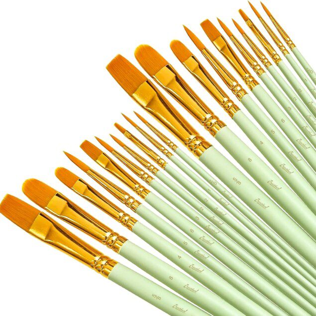 Bougimal : set de pinceaux en nylon 20 pièces pour artistes passionnés Idéal pour la peinture acrylique, corporelle et aquarelle, pour des créations éclatantes et précises