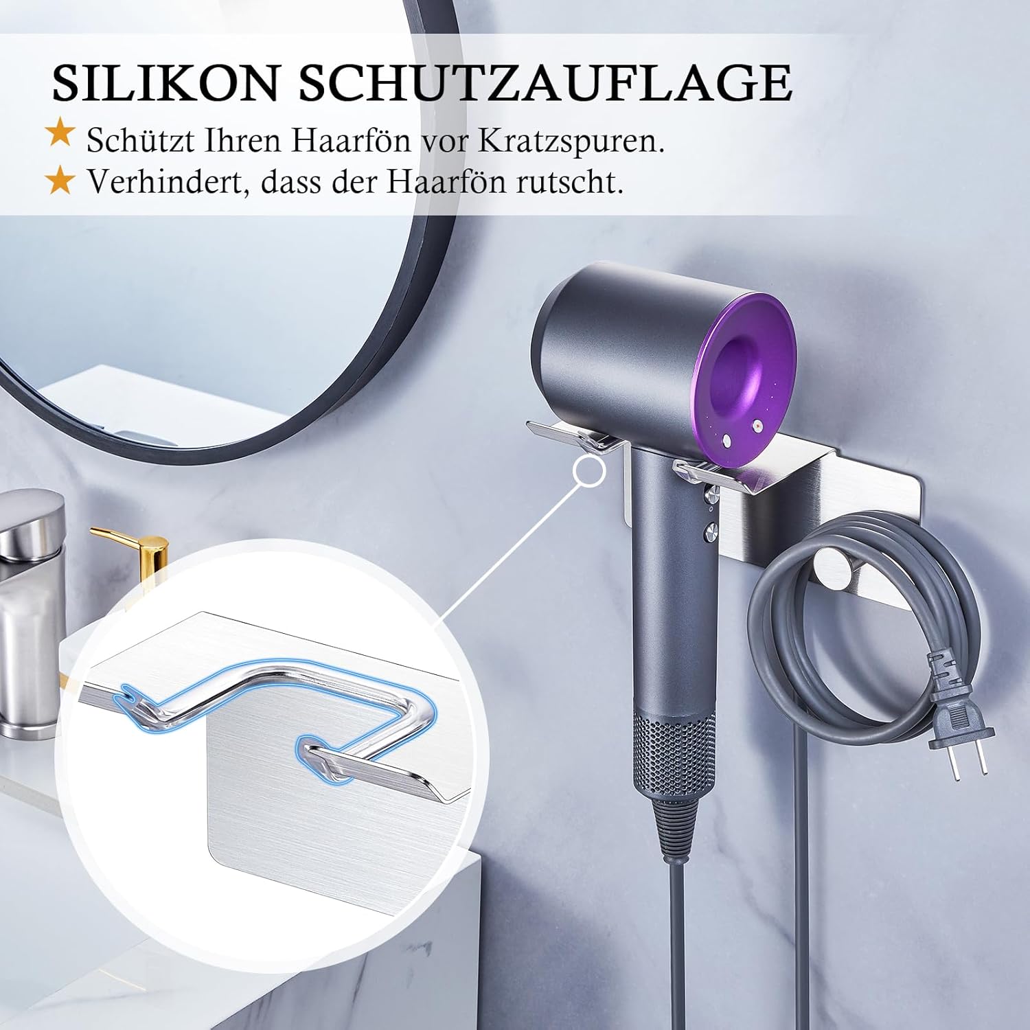 Porte sèche cheveux mural : l’accessoire indispensable pour une salle de bain ordonnée et moderne – Image 4