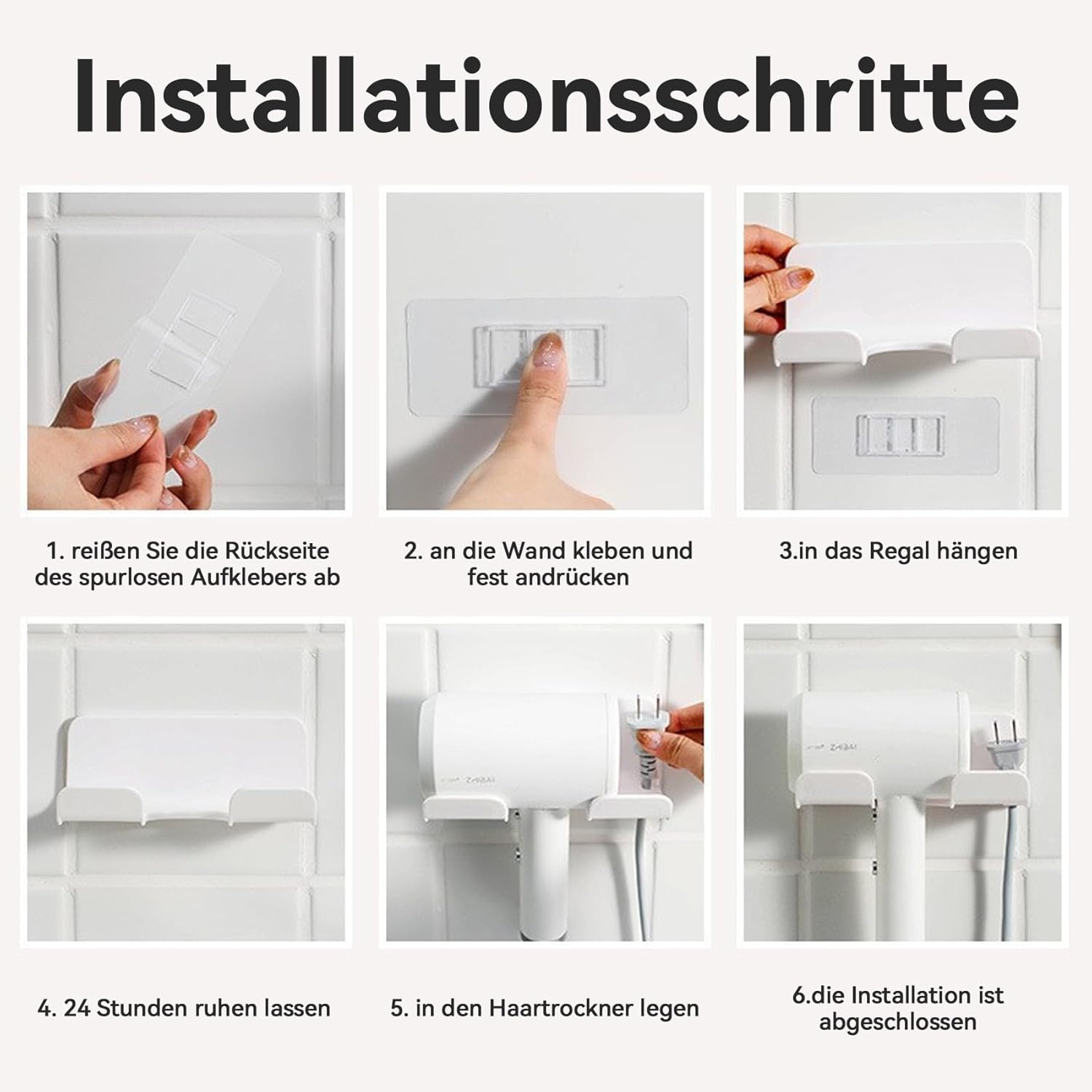Support mural sans perçage pour sèche-cheveux : pratique et élégant pour un rangement optimal dans votre salle de bain – Image 5