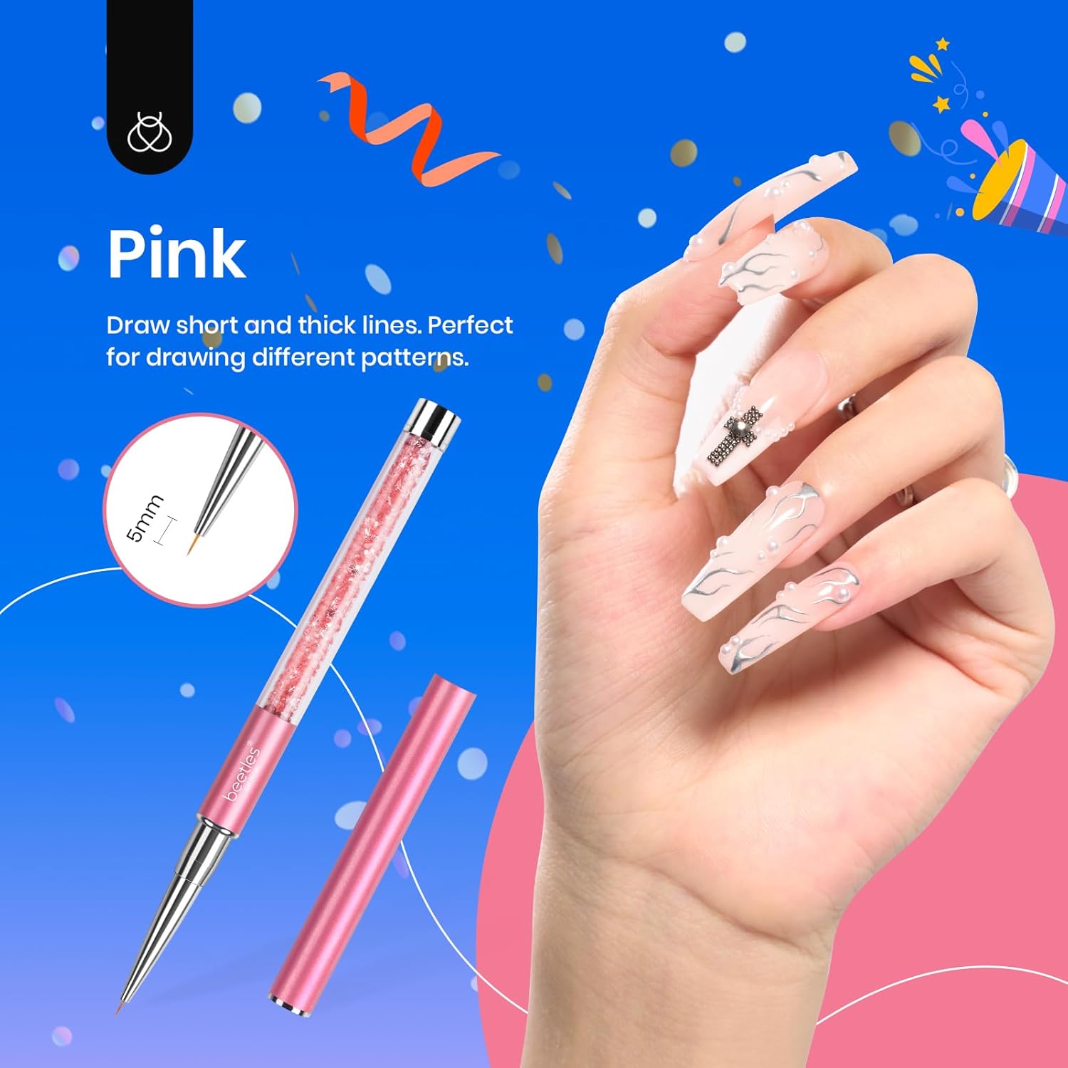 Pinceaux à ongles pour nail art : kit complet de 5 pièces pour des créations élégantes et précises – Image 2