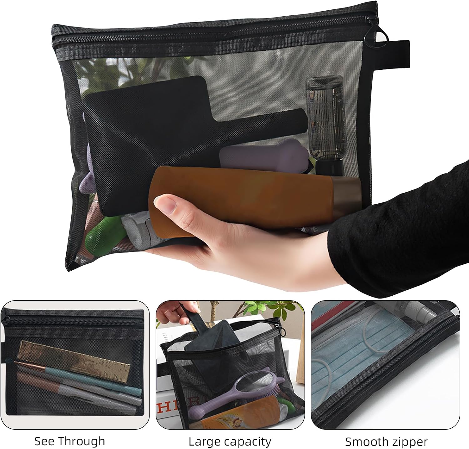 Trousse de toilette femme : 4 pack en nylon pour un rangement élégant et pratique en voyage – Image 5