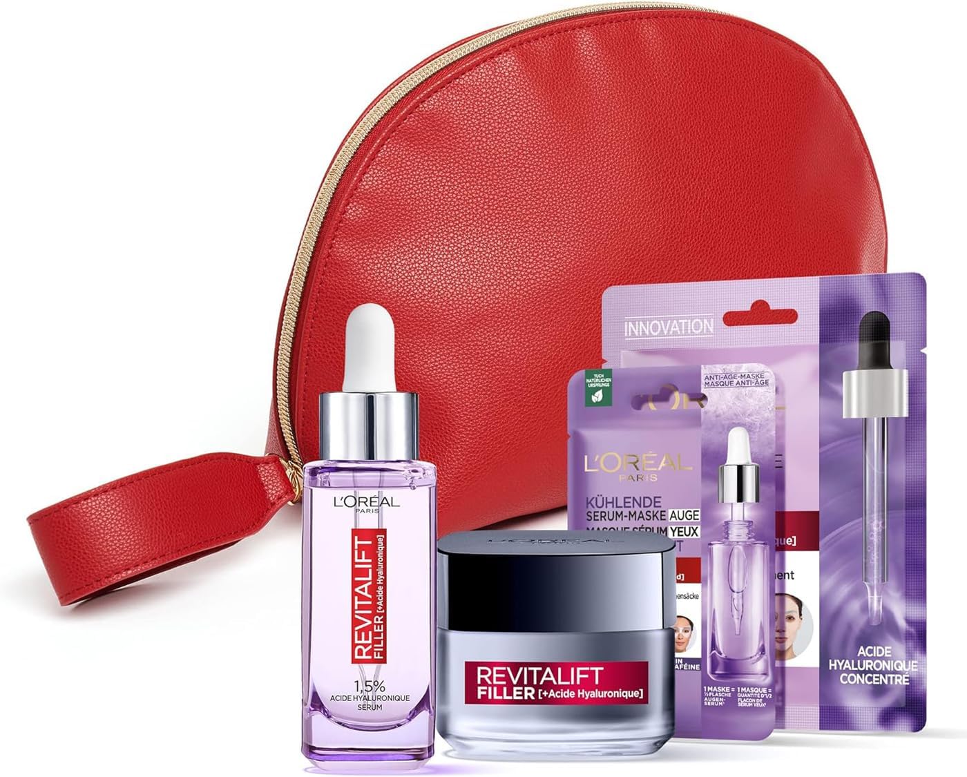 Routine repulpante : trousse cadeau d’hydratation intense pour une peau ferme et revitalisée ## Offrez une expérience de soin unique avec cette sélection de quatre produits enrichis en acide hyaluronique, incluant un sérum anti-rides, une crème revolumisante et deux masques sérum pour un éclat jeunesse garanti.