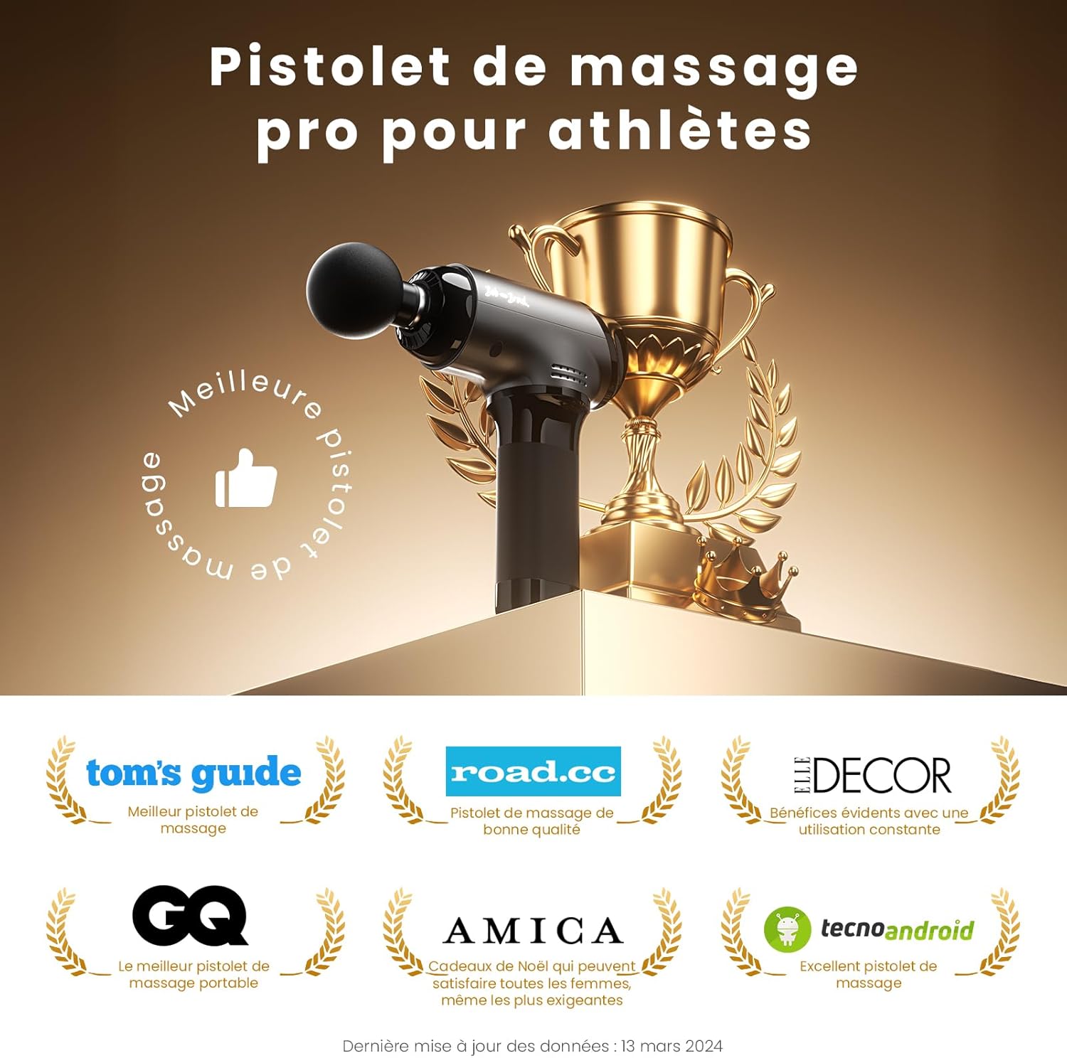 Pistolet de Massage Ultra Silencieux pour Récupération Puissance 4000mAh et Amplitude de 10mm – Image 4