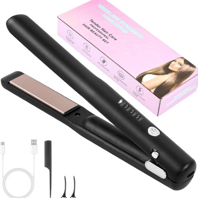 Lisseur boucleur sans fil : l'allié idéal pour les femmes en vacances et en voyage   Obtenez des cheveux parfaitement lissés ou bouclés avec ce lisseur 2 en 1, réglable de 140°C à 200°C