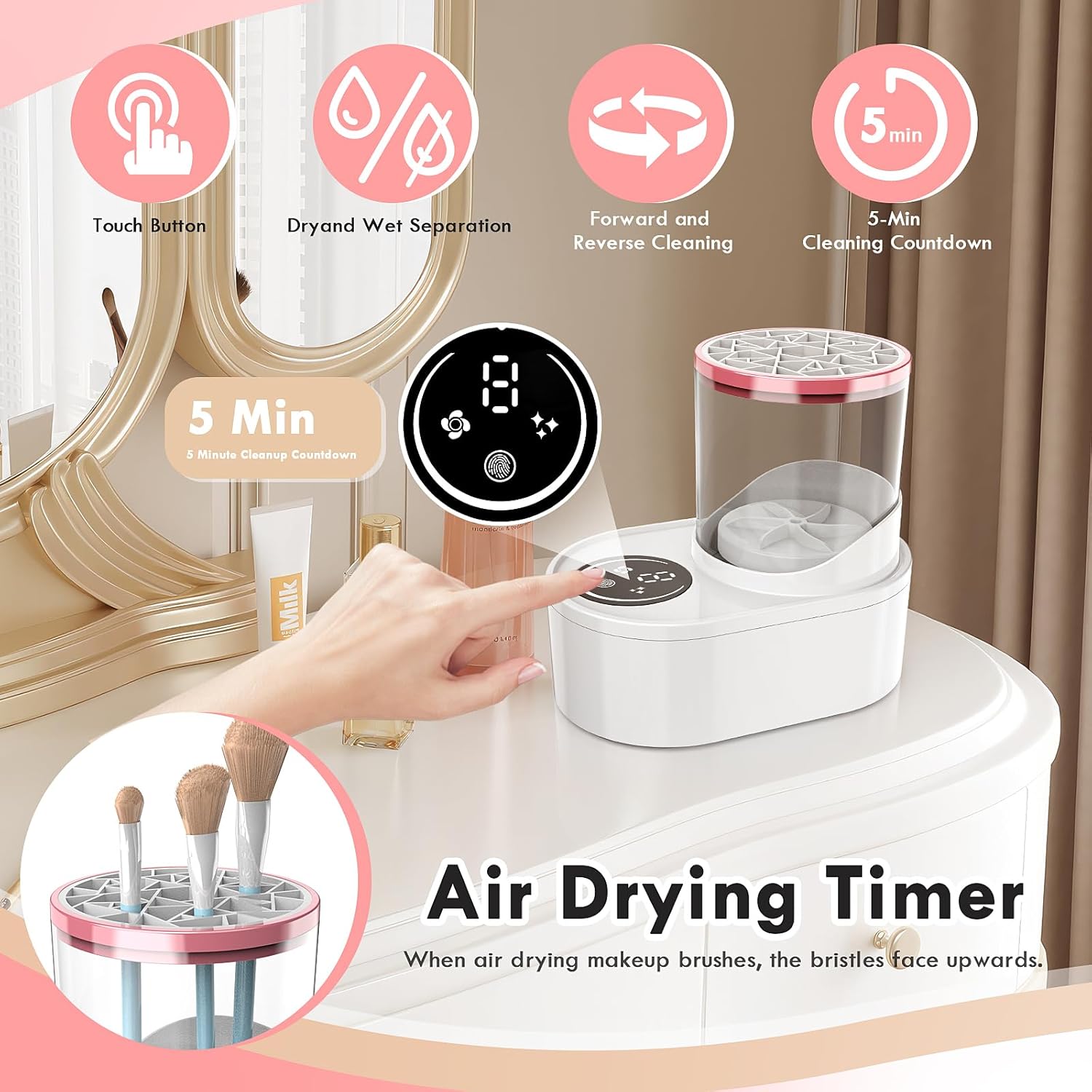 Nettoyeur de pinceaux de maquillage 2 en 1 : un nettoyage automatique pour les passionnées de beauté – Image 4