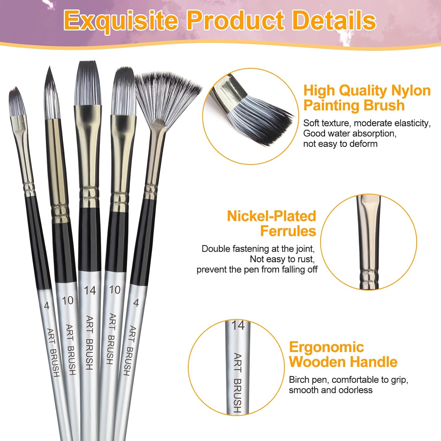 Set de 24 pinceaux acryliques pour artistes : élargissez vos horizons créatifs avec des outils de haute qualité – Image 4