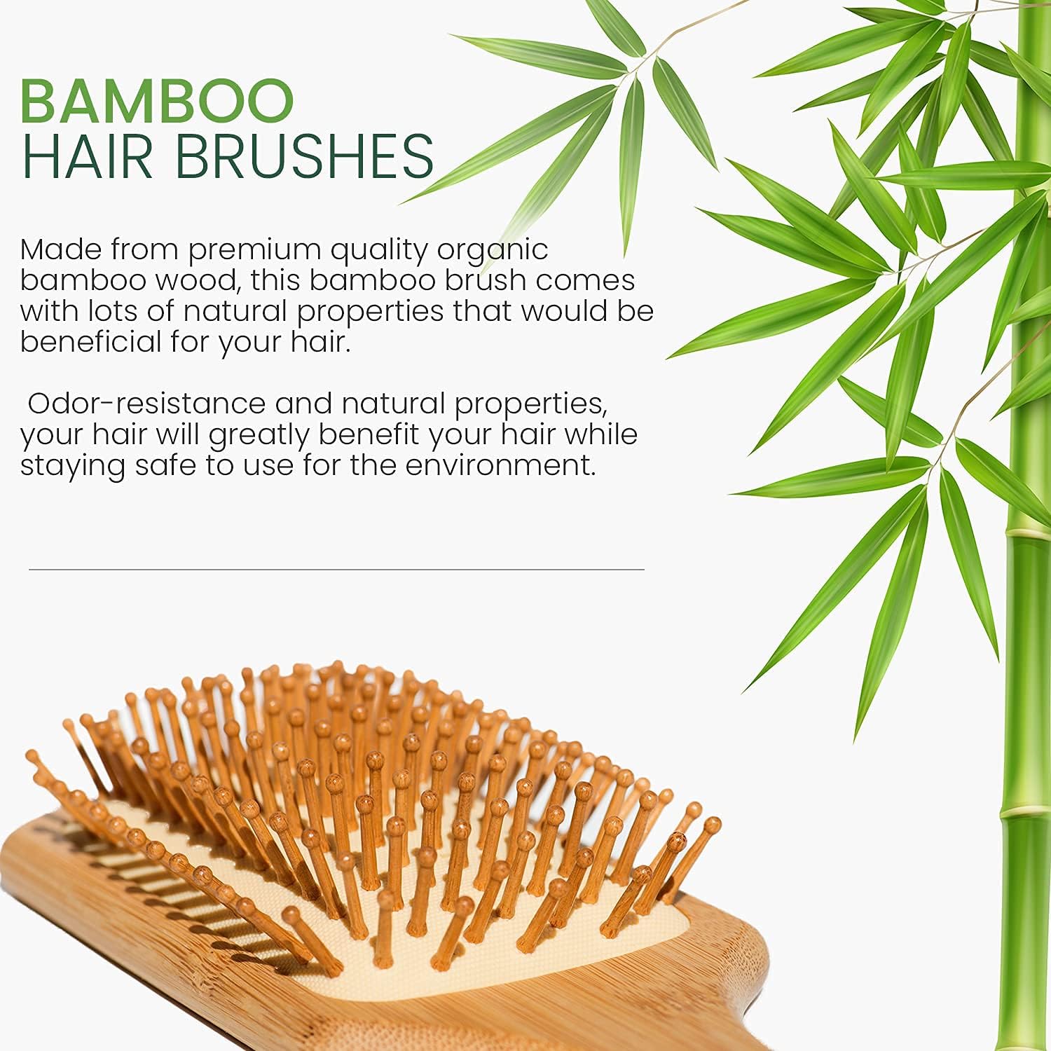 Brosse démêlante en bambou pour cheveux : massage du cuir chevelu et confort optimal – Image 3