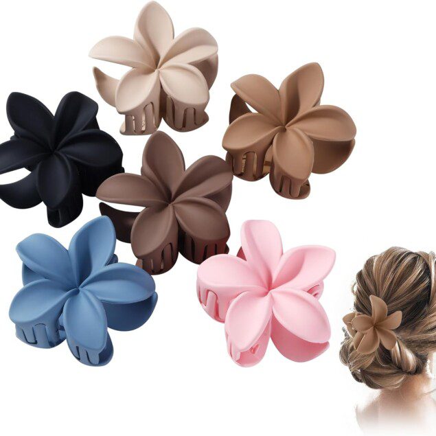 Pince à cheveux pour filles : lot de 6 pinces fleuries antidérapantes pour une tenue parfaite des cheveux épais et raides