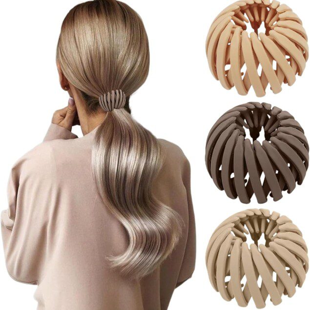 Barrettes à cheveux extensibles en nid d'oiseau : 3 pièces élégantes pour femmes, idéales comme accessoires de coiffure pour un chignon parfait