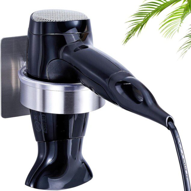 Support pour sèche-cheveux mural en acier inoxydable : installation facile pour salle de bain et salon de coiffure