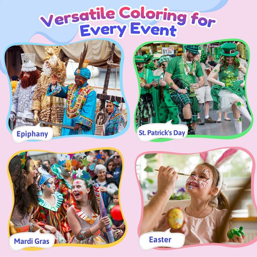 Palette de maquillage enfant : 23 couleurs pour des moments festifs inoubliables Idéale pour le carnaval, Halloween et les anniversaires, avec pinceaux et pochoirs inclus – Image 8