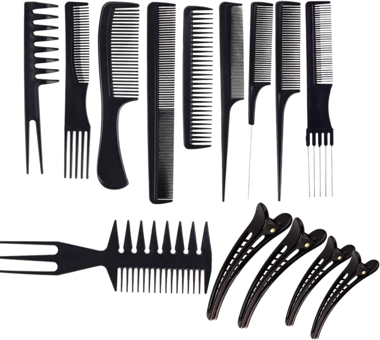 Ensemble de peignes antistatiques pour coiffeurs professionnels : 10 peignes et 4 pinces pour un coiffage parfait