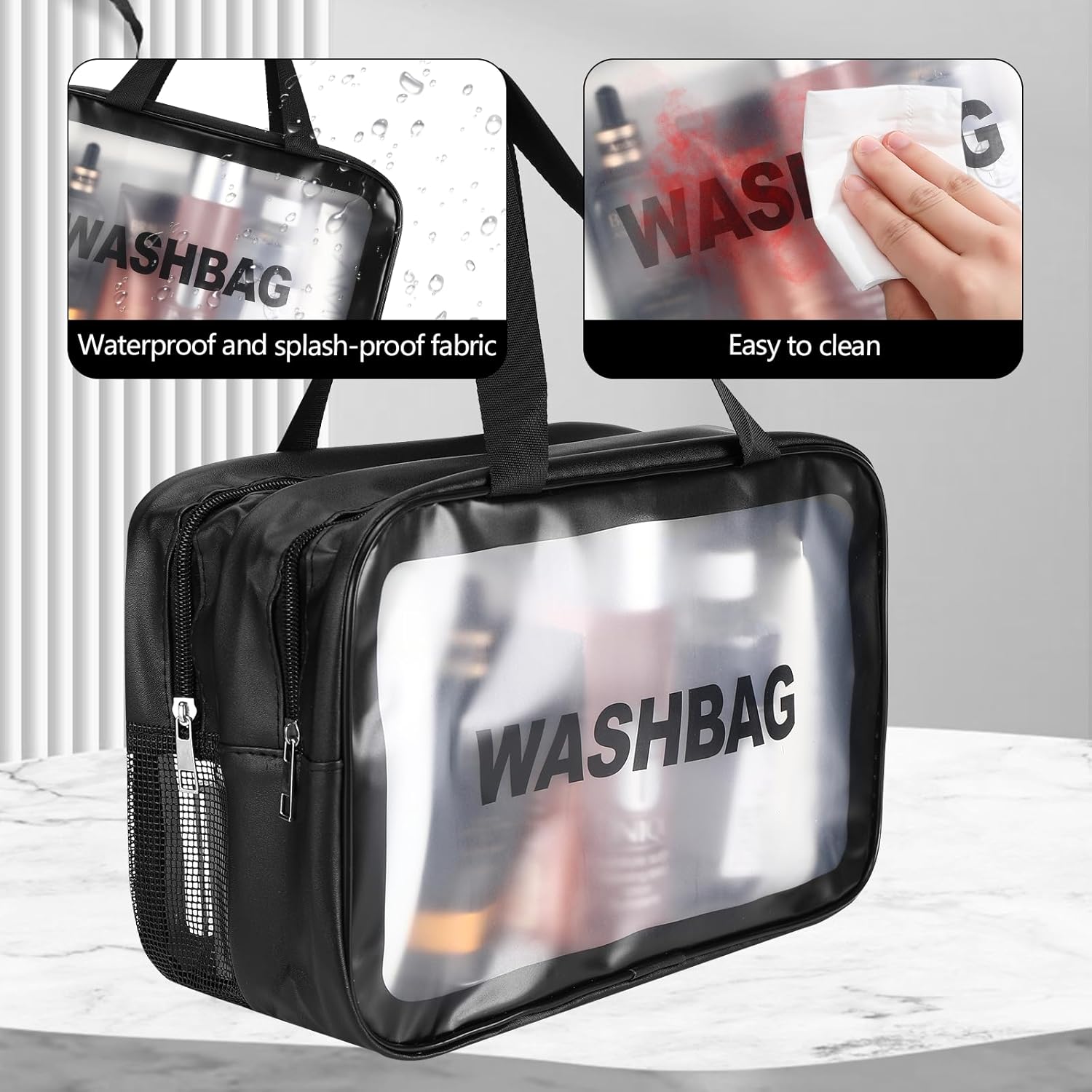 Trousse de maquillage transparente et imperméable : le sac de voyage idéal pour les femmes adultes – Image 4