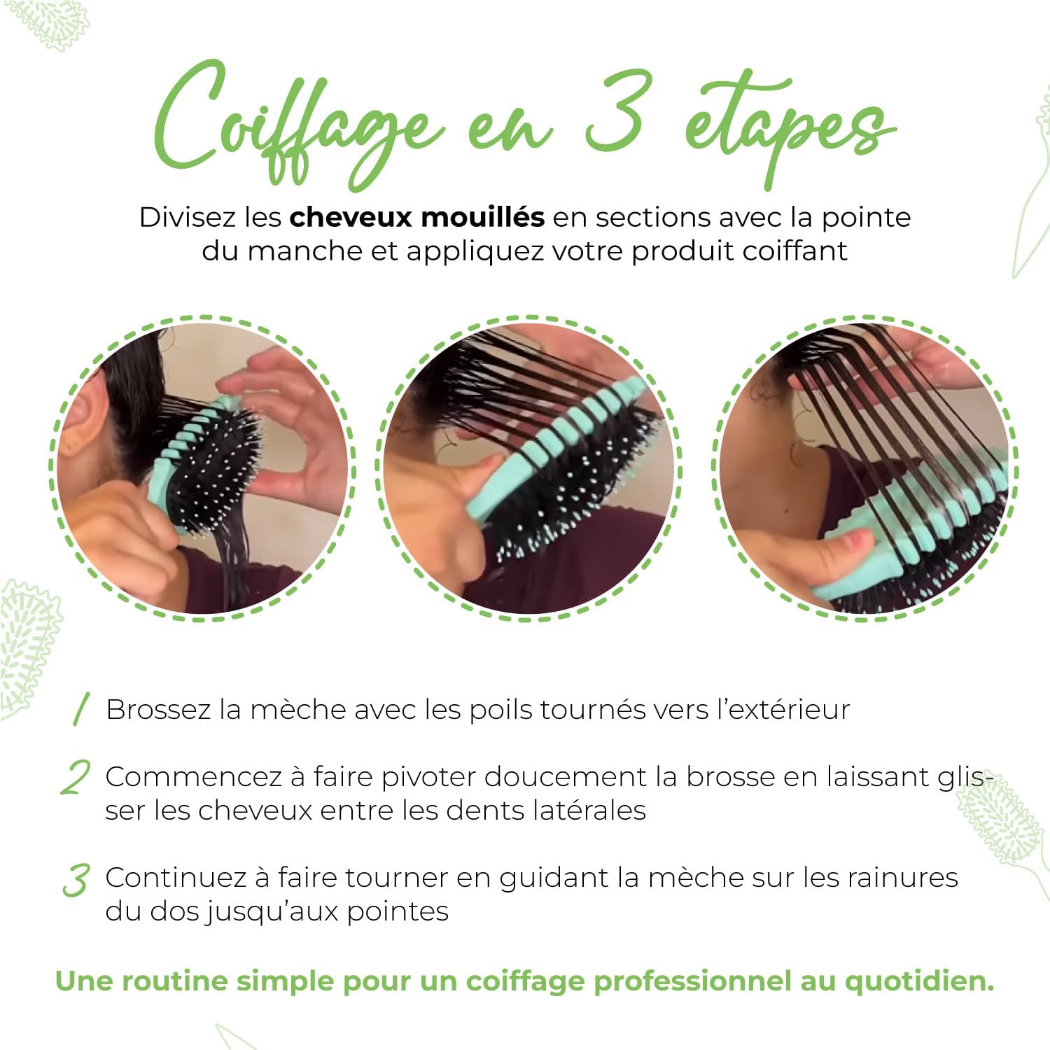 Brosse cheveux bouclés rib : définition parfaite pour boucles rebondies et anti-frizz Pour les cheveux bouclés, une expérience douce et agréable avec sa poignée soft-grip – Image 6
