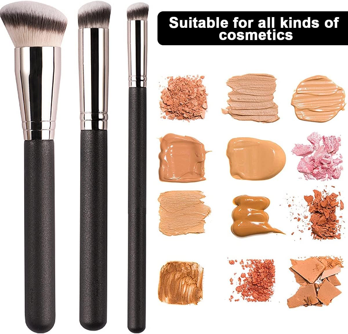 Pinceaux de maquillage professionnels : le trio essentiel pour un teint parfait Idéal pour les passionnés de beauté, pour un mélange impeccable de fond de teint, anticernes et poudre – Image 5