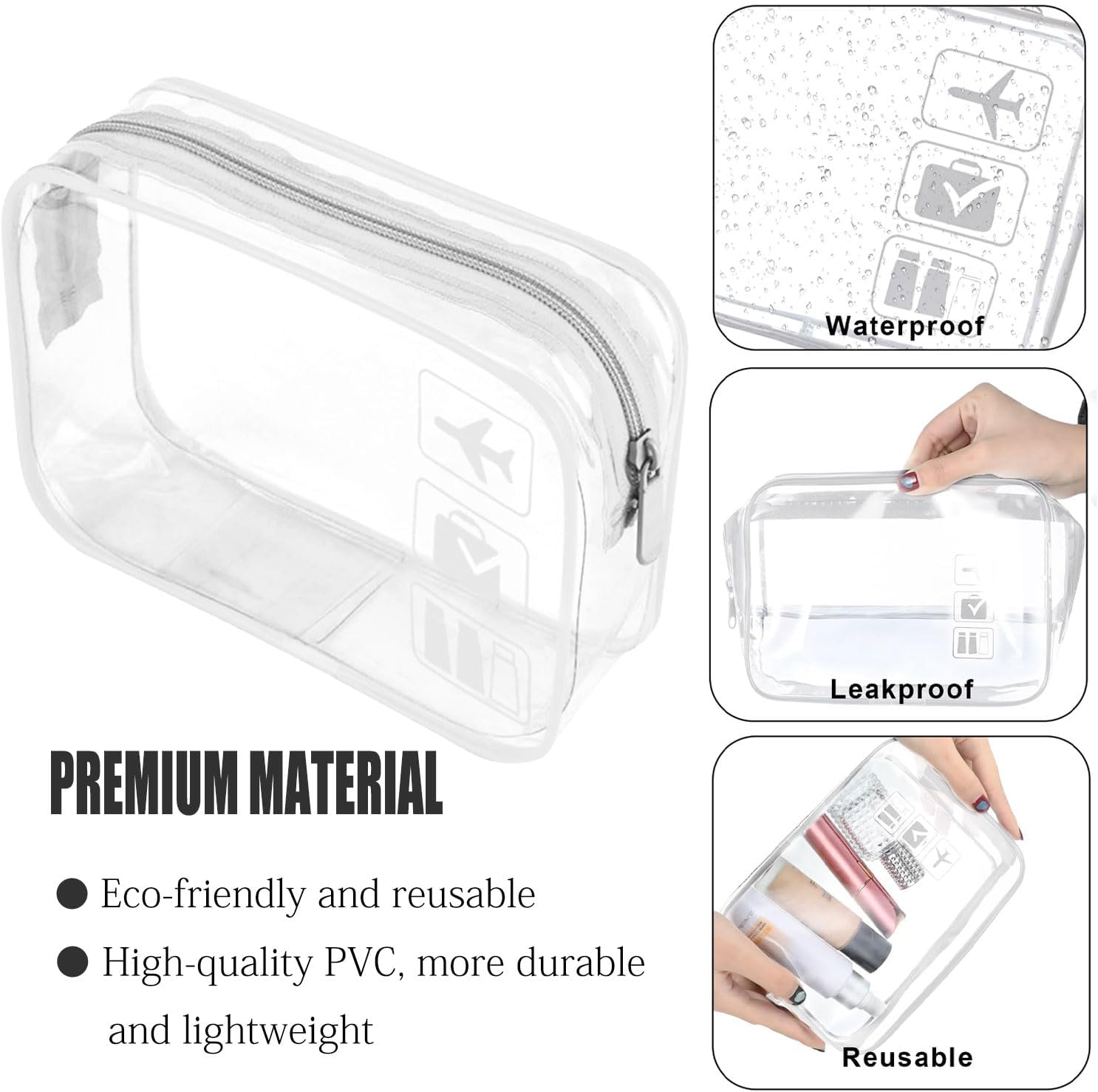 Deux pièces de trousses de maquillage en PVC étanche : le compagnon idéal pour hommes et femmes en voyage – Image 3