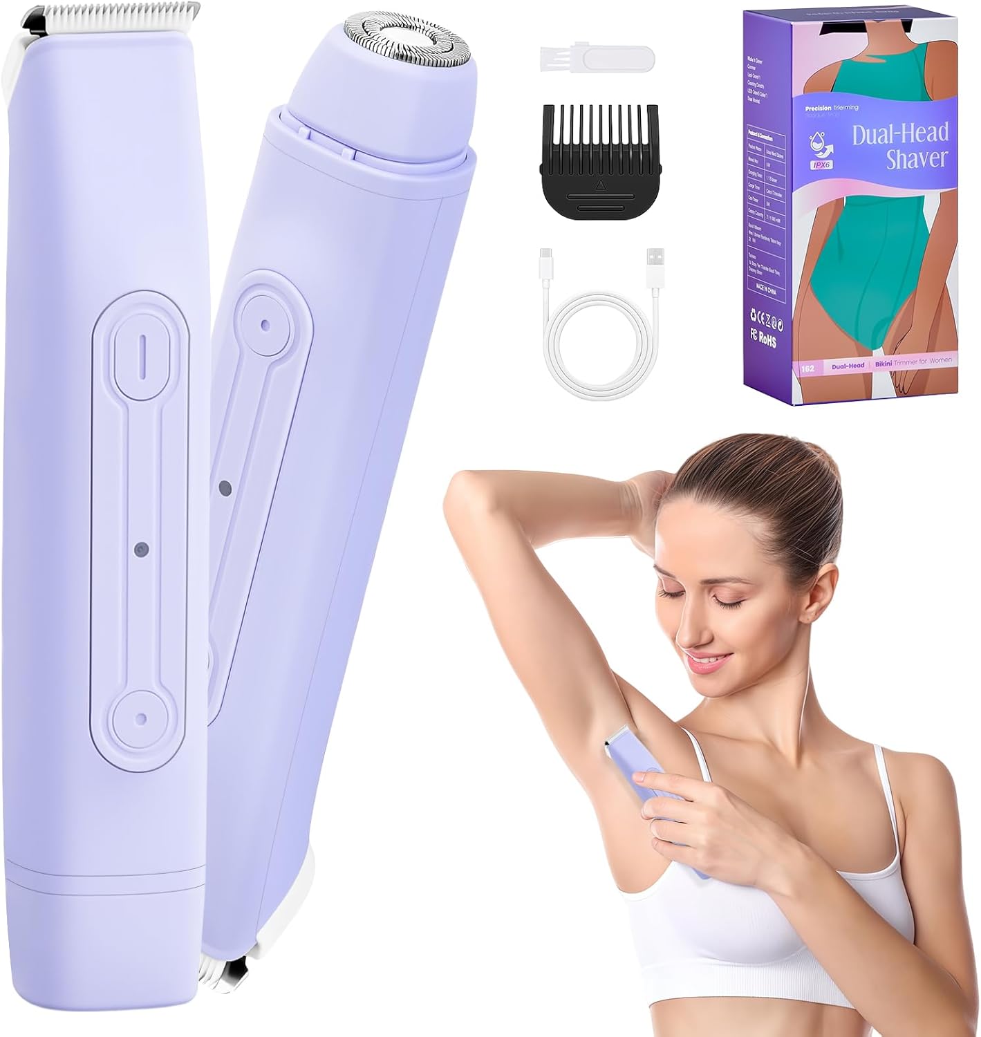 Rasoir Électrique 2 en 1 Lila pour Femmes - Épilation Douce et Pratique