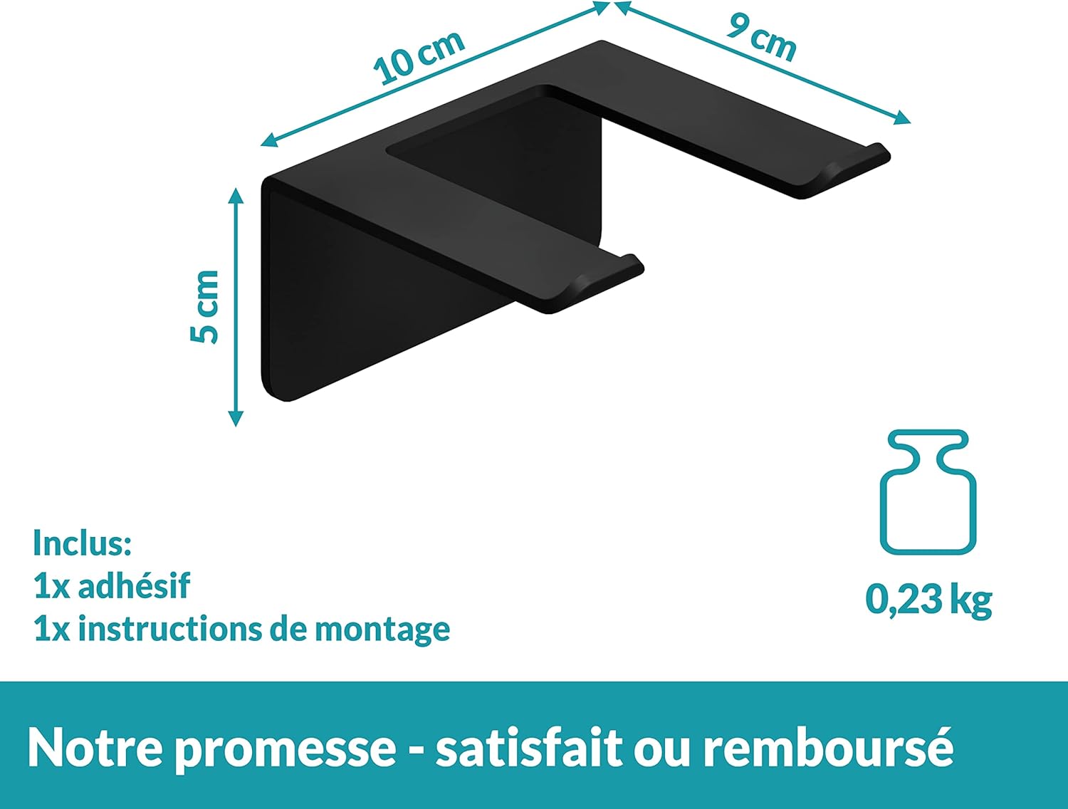Porte sèche cheveux mural adhésif en inox noir : pour un rangement élégant et pratique dans votre salle de bain – Image 7