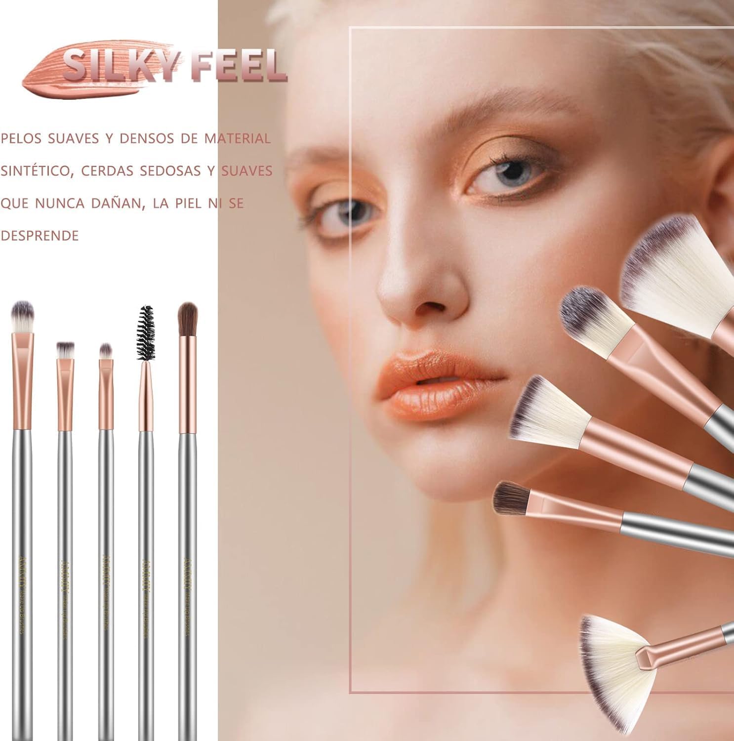 Set de 18 pinceaux de maquillage rose doré : l'outil parfait pour les passionnées de beauté Découvrez notre set haut de gamme de pinceaux synthétiques pour un maquillage impeccable – Image 3