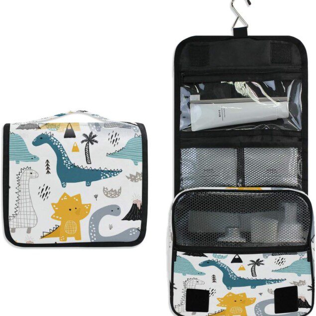 Trousse de toilette de voyage à suspendre : l'accessoire incontournable pour femmes et filles Profitez d'un rangement élégant avec ce sac de douche étanche au motif dinosaure