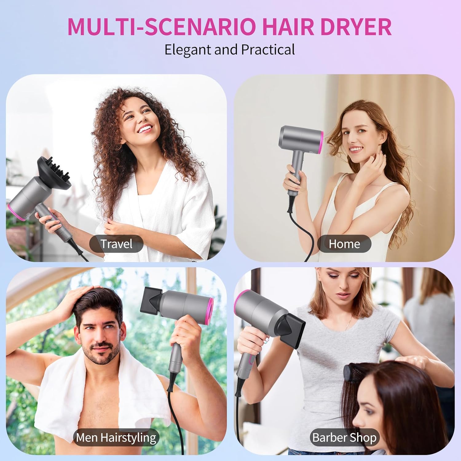 Sèche-cheveux professionnel 2000W : séchage rapide et polyvalent pour toute la famille – Image 6