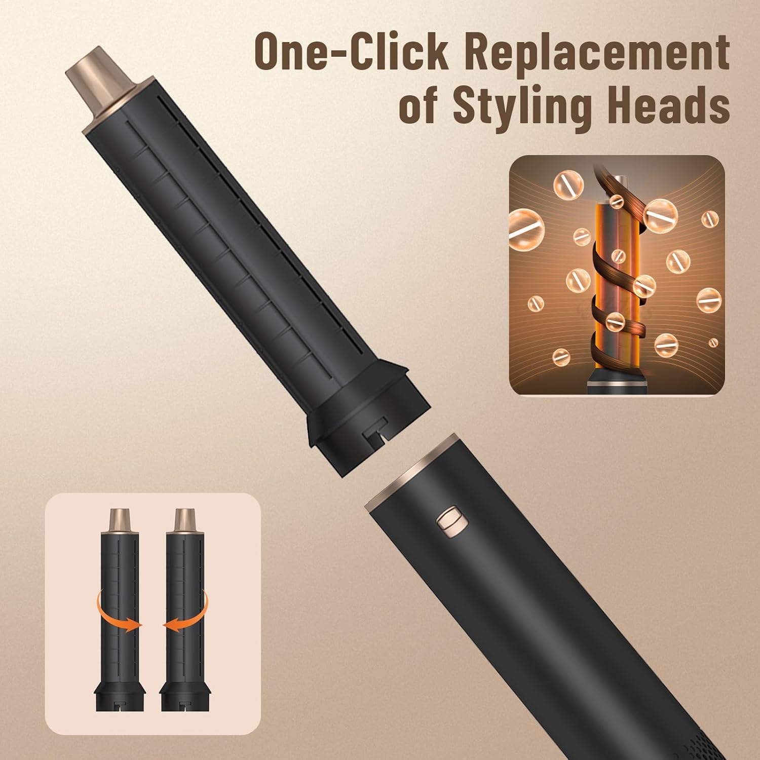 Sèche-cheveux 5 en 1 : la brosse soufflante idéale pour cheveux bouclés et lissés Transformez votre coiffure avec notre air styler multifonction à 5 têtes interchangeables – Image 3
