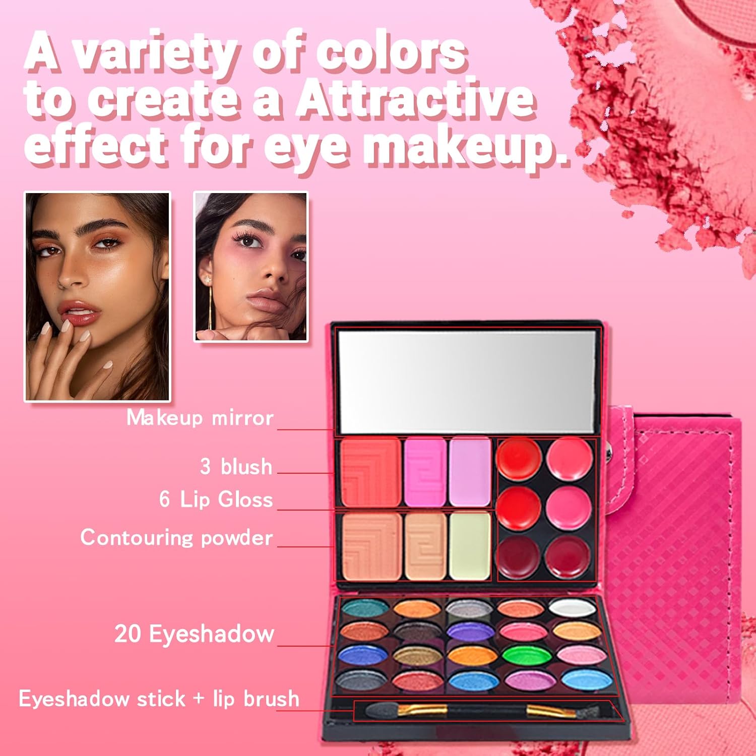 Palette fard à paupière pour femme : sublimez votre regard avec 32 couleurs éclatantes et un kit complet de maquillage – Image 4
