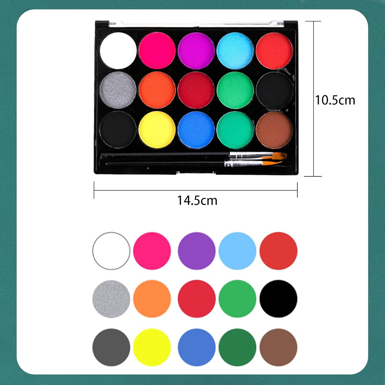 Peinture visage et corps : kit complet de 15 couleurs pour Halloween et Noël, idéal pour les artistes et les passionnés de maquillage – Image 2