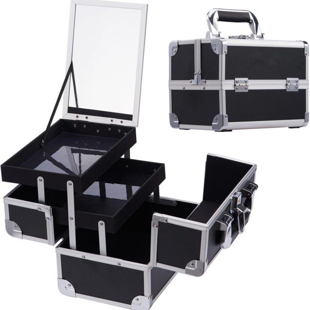 Organisateur de maquillage élégant : mallette de rangement pour femmes, idéale pour le voyage et la beauté