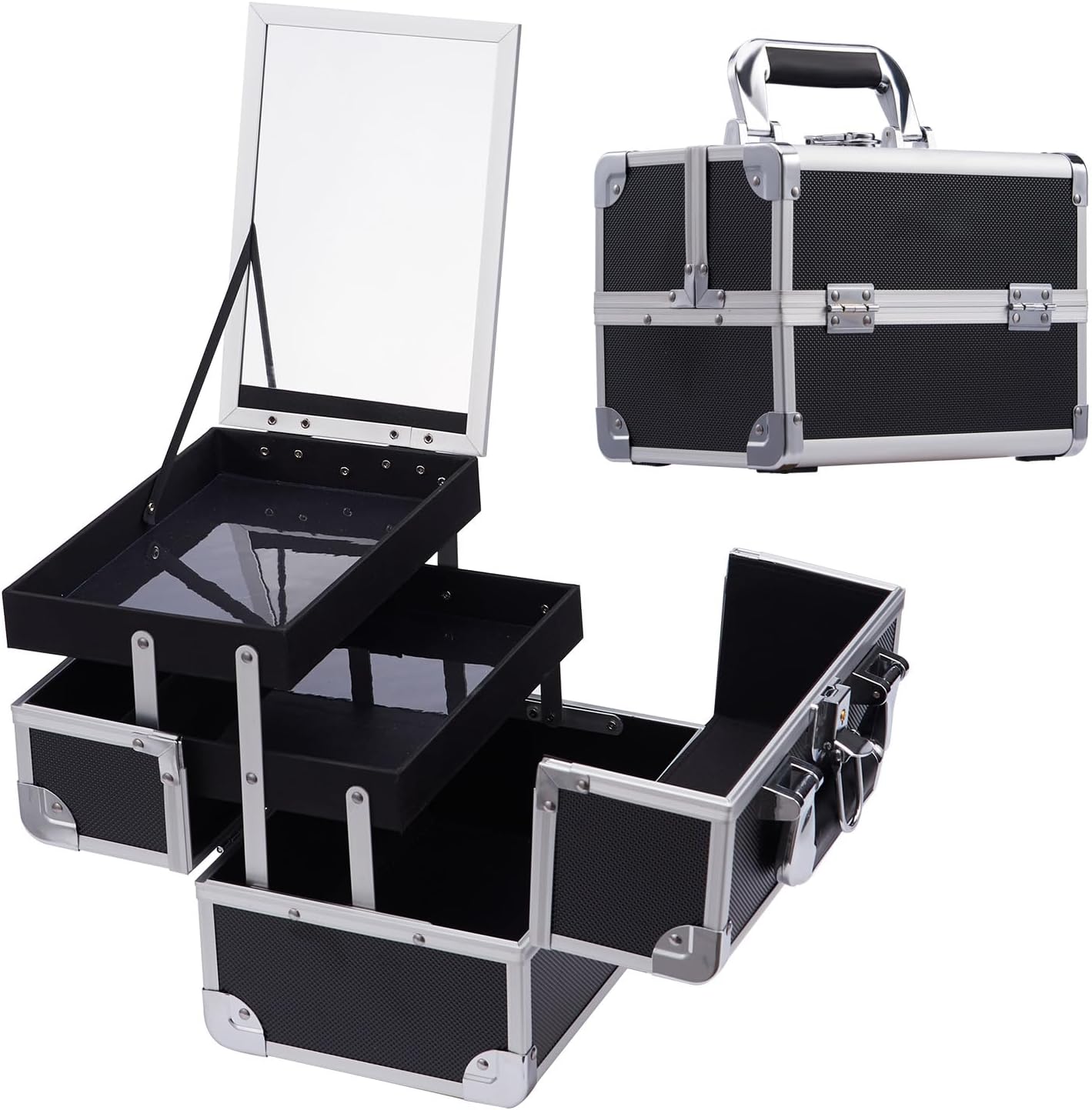 Organisateur de maquillage élégant : mallette de rangement pour femmes, idéale pour le voyage et la beauté