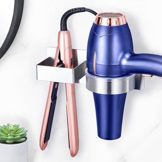 Porte sèche-cheveux mural en acier inoxydable : l’organisateur multifonction idéal pour les hôtels et barbershops