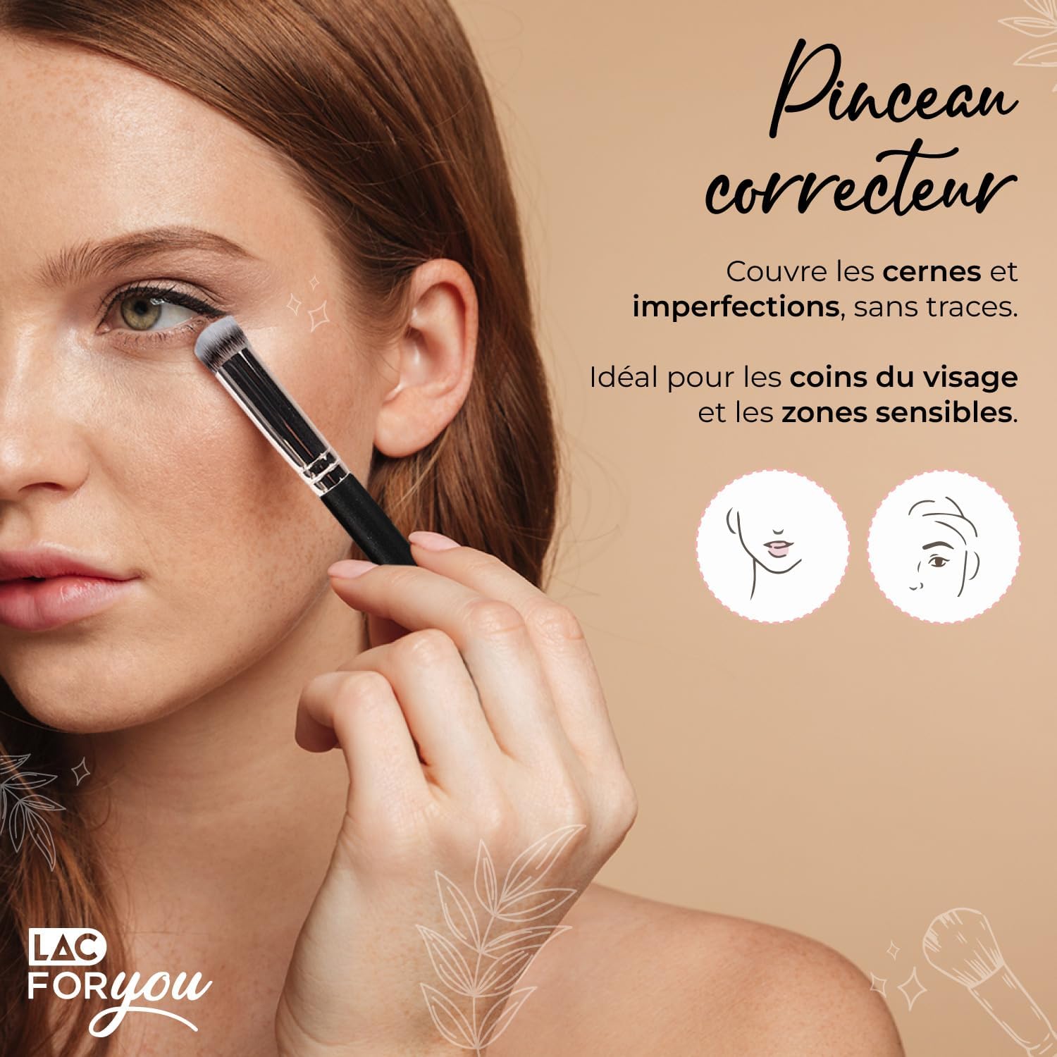 Pinceaux de maquillage professionnels : set 2 pièces pour un teint parfait Découvrez le pinceau fond de teint oblique et le pinceau anti-cernes yeux, adaptés aux passionnées de maquillage recherchant un fini impeccable grâce à des poils denses et un manche cylindrique ergonomique. – Image 4