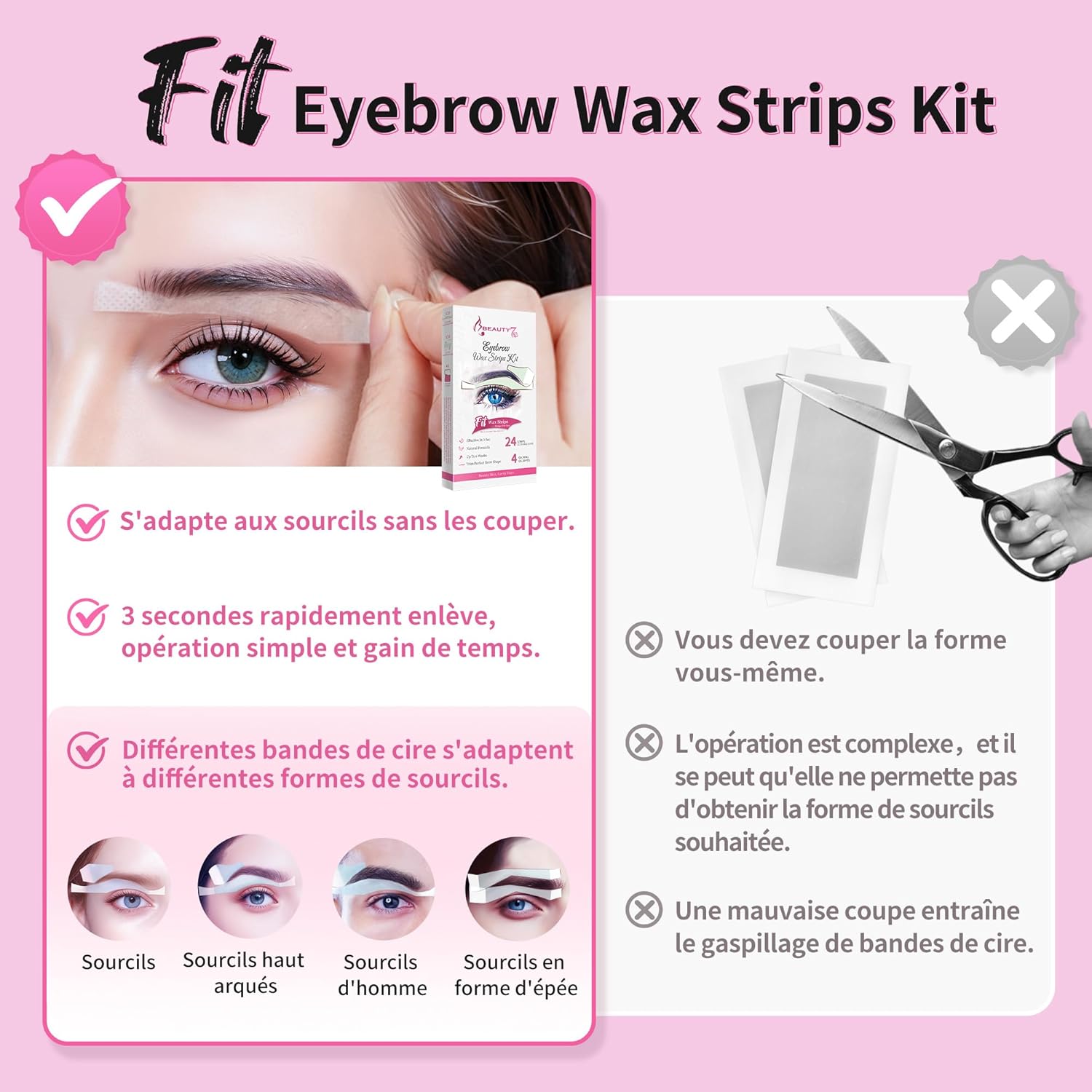 Bandes de cire froide dépilatoire pour sourcils et lèvre : épilation douce et efficace pour peaux sensibles – Image 6