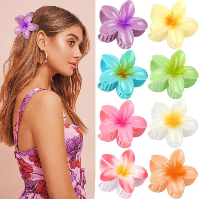 Pinces à cheveux fleuries : lot de 8 accessoires colorés pour femmes élégantes