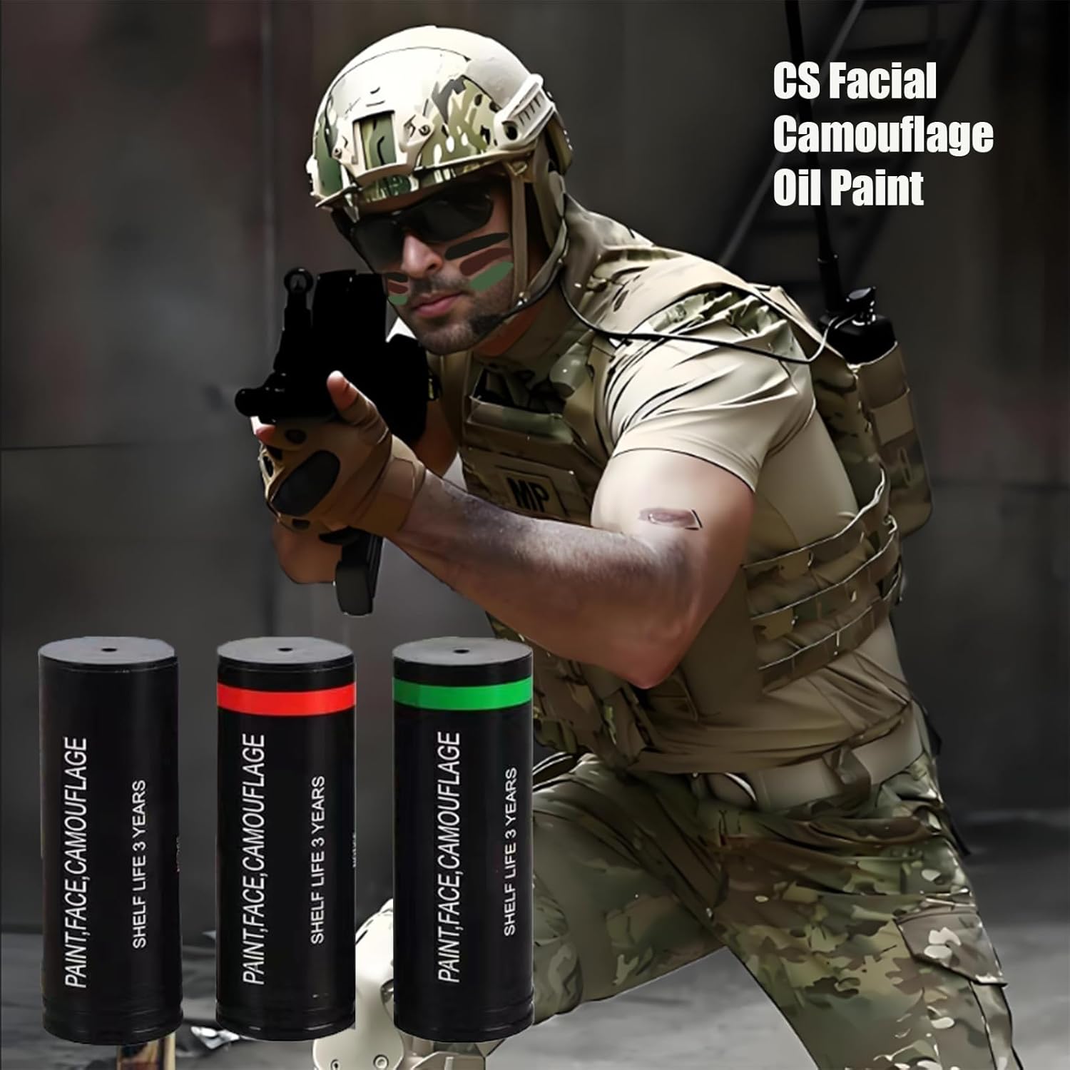 Kit de peinture visage : 3 pièces de camouflage pour les artistes et amateurs de maquillage créatif – Image 7