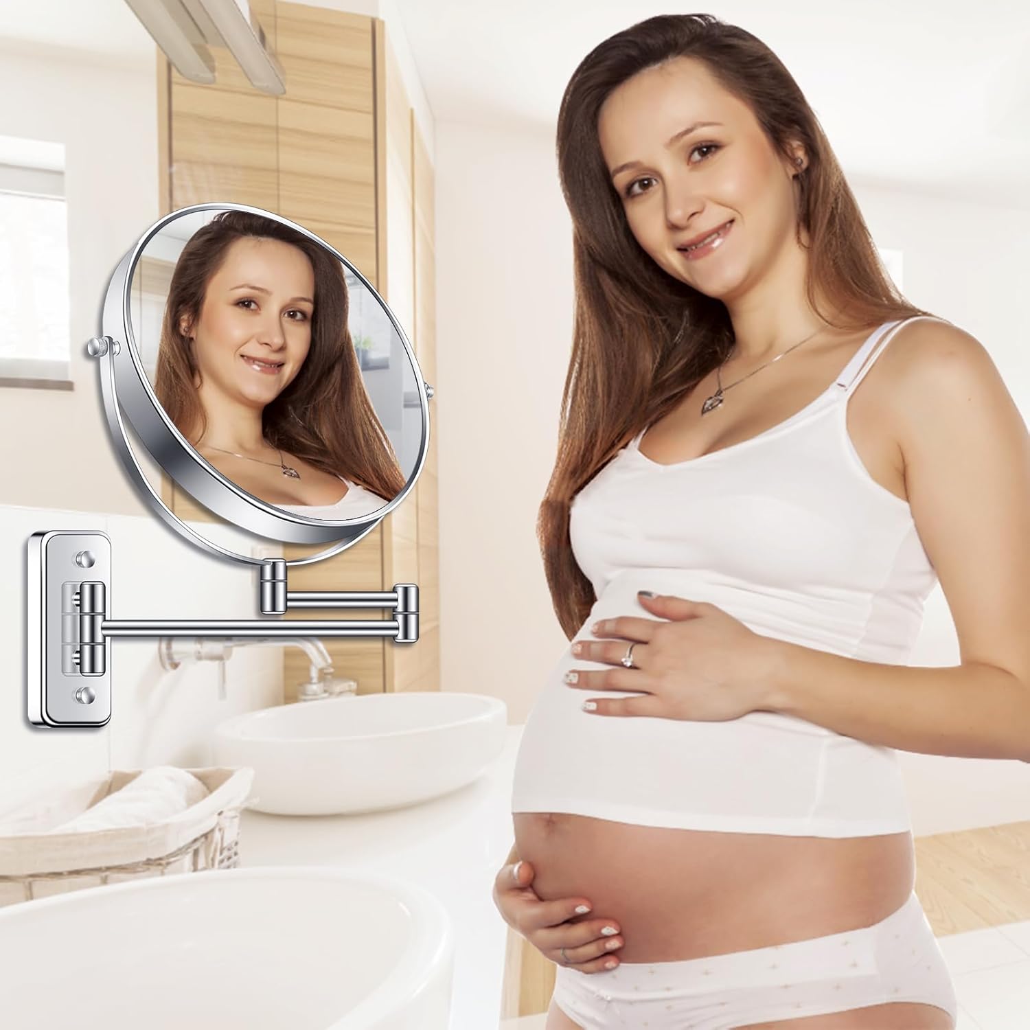 Miroir de maquillage mural : l'accessoire essentiel pour hommes et femmes Profitez d'une vue parfaite grâce à son grossissement 1X/7X et à son design pivotant à 360° – Image 3