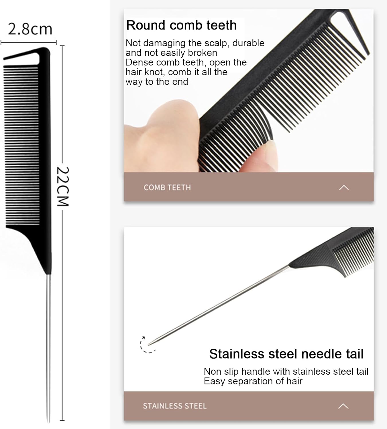 Peigne en fibre de carbone : 2 pièces antistatiques pour coiffure parfaite à la maison – Image 4