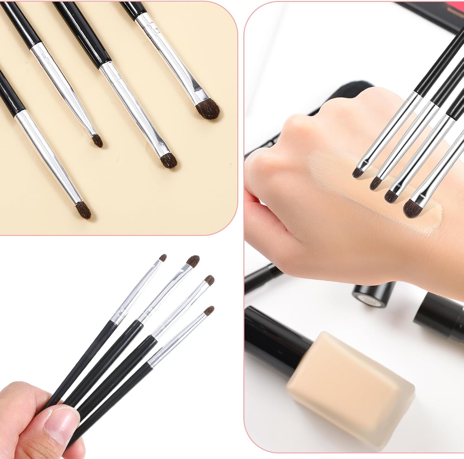 Lot de 8 pinceaux à eyeliner : mini pinceaux de maquillage pour les yeux, précis et polyvalents Pour les passionnés de maquillage, créez des looks impeccables avec notre pinceau ultra fin et plat, idéal pour eyeliner, fard à paupières, poudre, crème et correcteur liquide. – Image 5