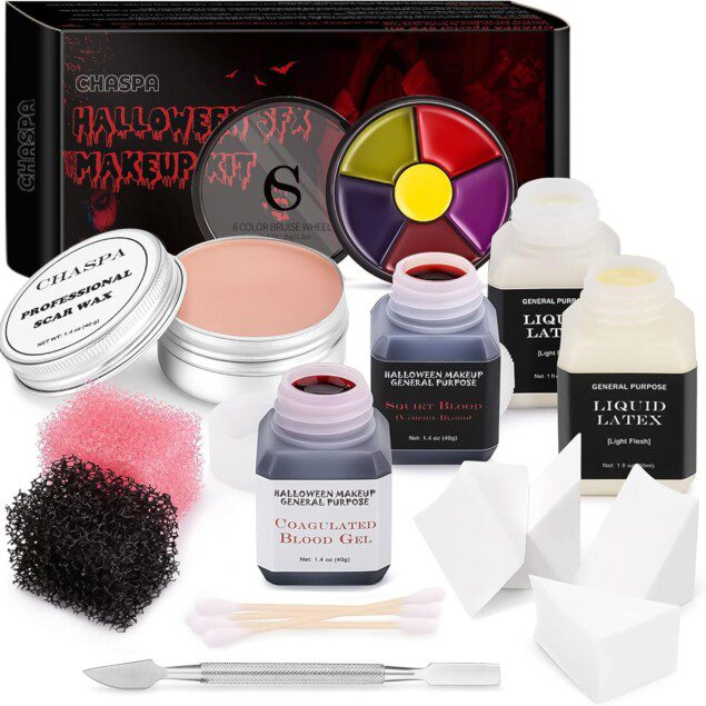 Kit de maquillage SFX en latex liquide : effets spéciaux pour créateurs de fausses cicatrices   Idéal pour les passionnés de maquillage artistique et les professionnels du cinéma   Ce kit complet vous permet de réaliser des maquillages époustouflants avec cire de cicatrice, latex liquide, faux sang et outils nécessaires pour impressionner à chaque création.