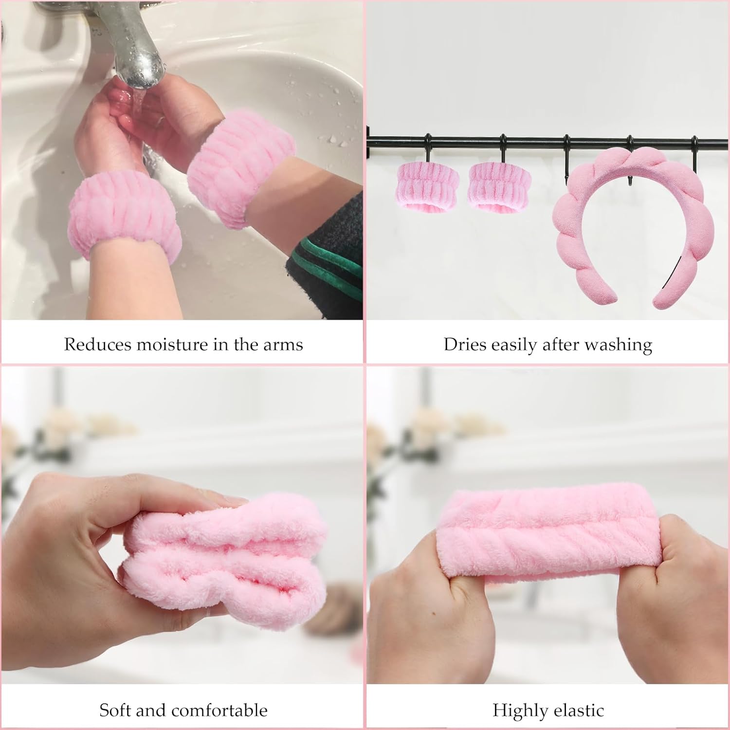 Set de bandeau et bracelet de lavage du visage : confort et élégance pour les femmes qui prennent soin de leur peau – Image 4