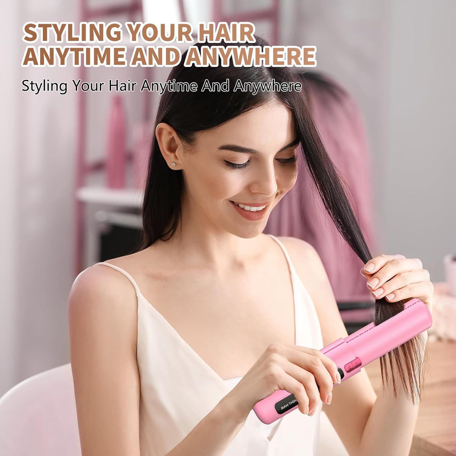 Fer à lisser sans fil : lisseur boucleur 2 en 1 portable pour des cheveux impeccables en voyage – Image 4