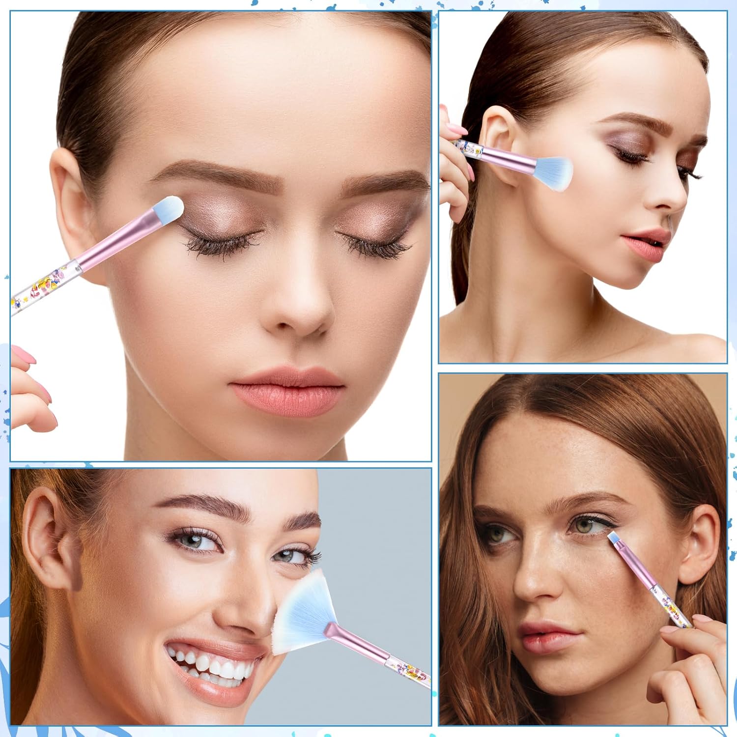 Pinceaux de maquillage en cristal : 7 pièces irrésistibles pour les enfants Transformez l'application de maquillage avec des pinceaux étincelants pour un look parfait – Image 6
