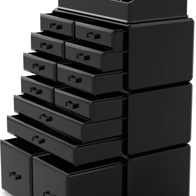 Organisateur de maquillage noir : pour les passionnées de beauté, un rangement élégant et pratique