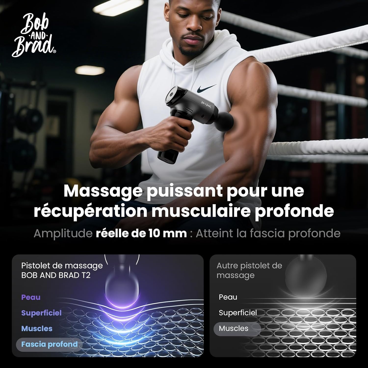 Pistolet de Massage Ultra Silencieux pour Récupération Puissance 4000mAh et Amplitude de 10mm – Image 2