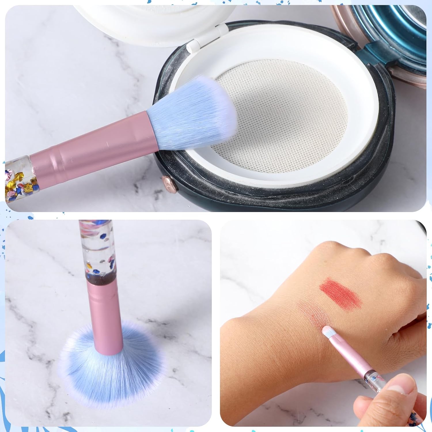 Pinceaux de maquillage en cristal : 7 pièces irrésistibles pour les enfants Transformez l'application de maquillage avec des pinceaux étincelants pour un look parfait – Image 5