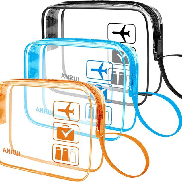 Trousse de toilette transparente : le compagnon idéal pour voyageurs exigeants   Pour un transport facile de vos liquides en avion, profitez de ce lot de 3 trousses imperméables